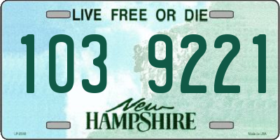 NH license plate 1039221