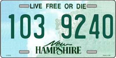 NH license plate 1039240