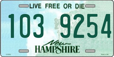 NH license plate 1039254