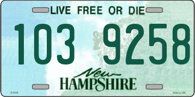 NH license plate 1039258