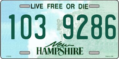 NH license plate 1039286