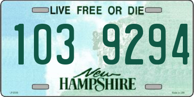 NH license plate 1039294