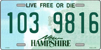 NH license plate 1039816