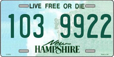 NH license plate 1039922
