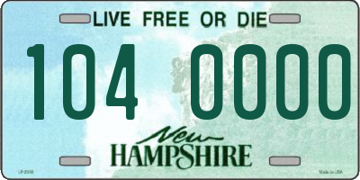 NH license plate 1040000