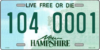 NH license plate 1040001