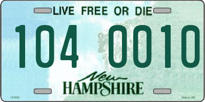 NH license plate 1040010