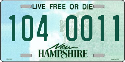 NH license plate 1040011