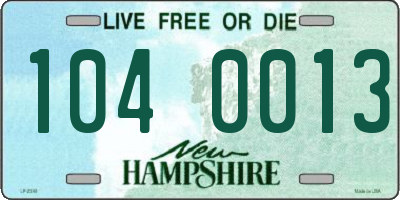NH license plate 1040013