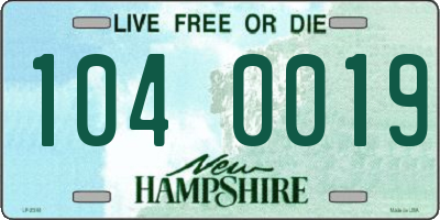NH license plate 1040019