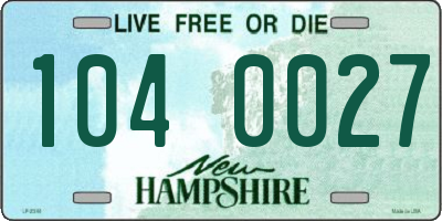 NH license plate 1040027