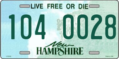 NH license plate 1040028