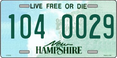 NH license plate 1040029
