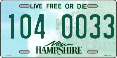 NH license plate 1040033