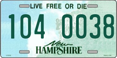 NH license plate 1040038