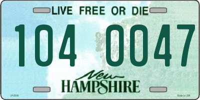 NH license plate 1040047