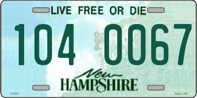 NH license plate 1040067