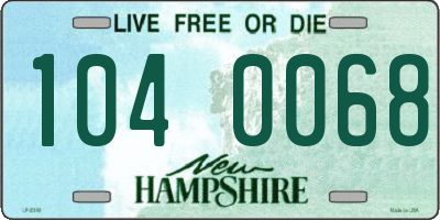 NH license plate 1040068