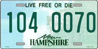 NH license plate 1040070