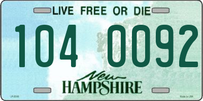 NH license plate 1040092