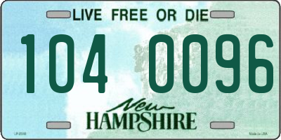 NH license plate 1040096