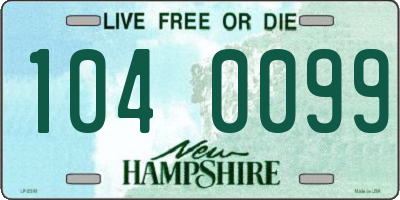NH license plate 1040099
