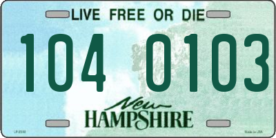NH license plate 1040103