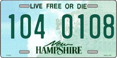 NH license plate 1040108