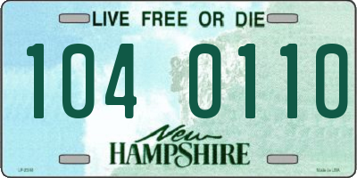 NH license plate 1040110