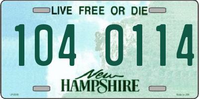 NH license plate 1040114