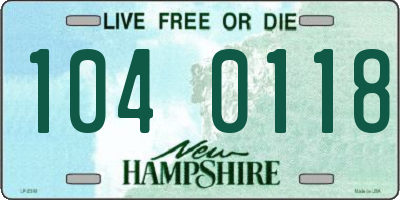 NH license plate 1040118