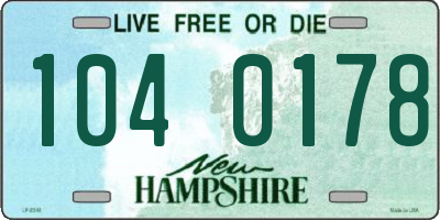 NH license plate 1040178