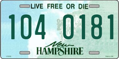 NH license plate 1040181
