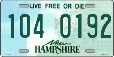 NH license plate 1040192