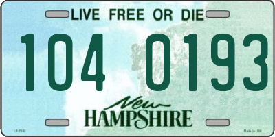 NH license plate 1040193