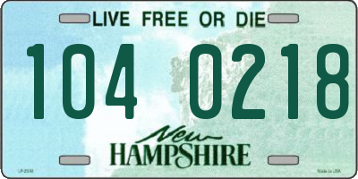 NH license plate 1040218