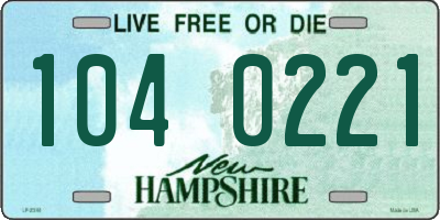 NH license plate 1040221