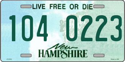 NH license plate 1040223