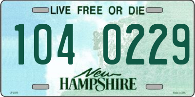 NH license plate 1040229