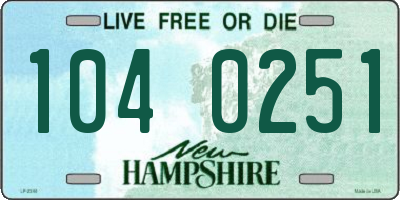 NH license plate 1040251