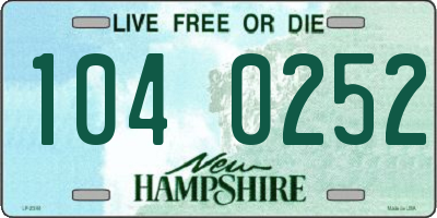NH license plate 1040252