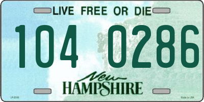 NH license plate 1040286
