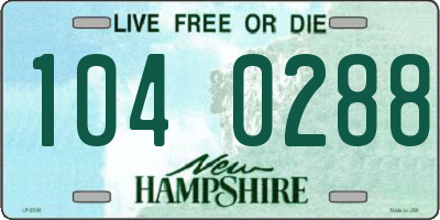 NH license plate 1040288