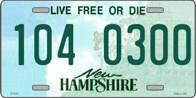 NH license plate 1040300