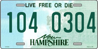 NH license plate 1040304