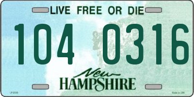 NH license plate 1040316
