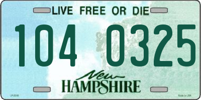 NH license plate 1040325