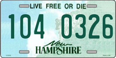 NH license plate 1040326