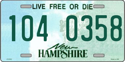 NH license plate 1040358