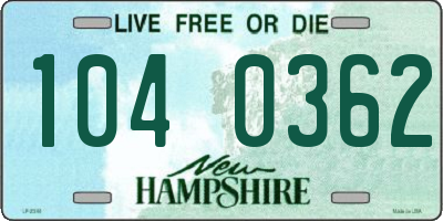 NH license plate 1040362